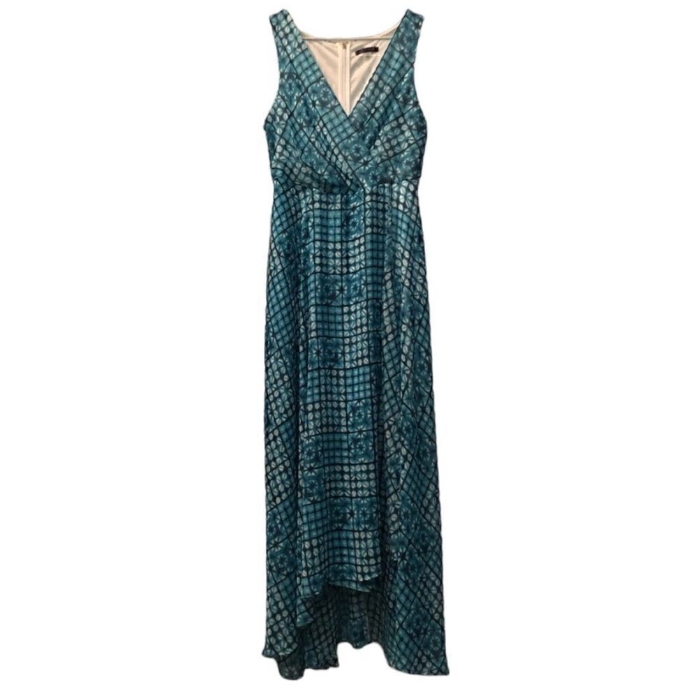 NWT Tommy Hilfiger Teal Blue Chiffon Sleeveless V-Neck Front Rise Dress Size: 6